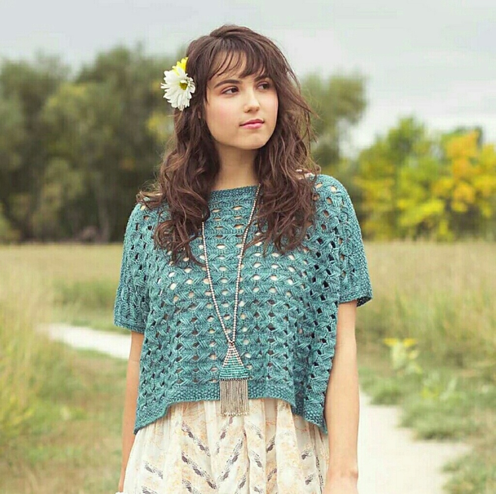 Hand-knit Designer One-off Cropped Lace Top